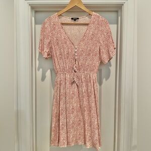 Wishlist Red/Cream Ditsy Floral V-Neck Dress Small